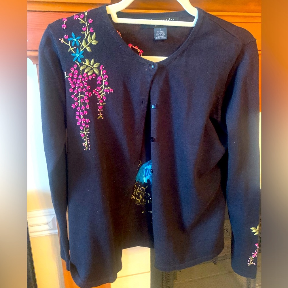 Black Cardigan with Embroidery